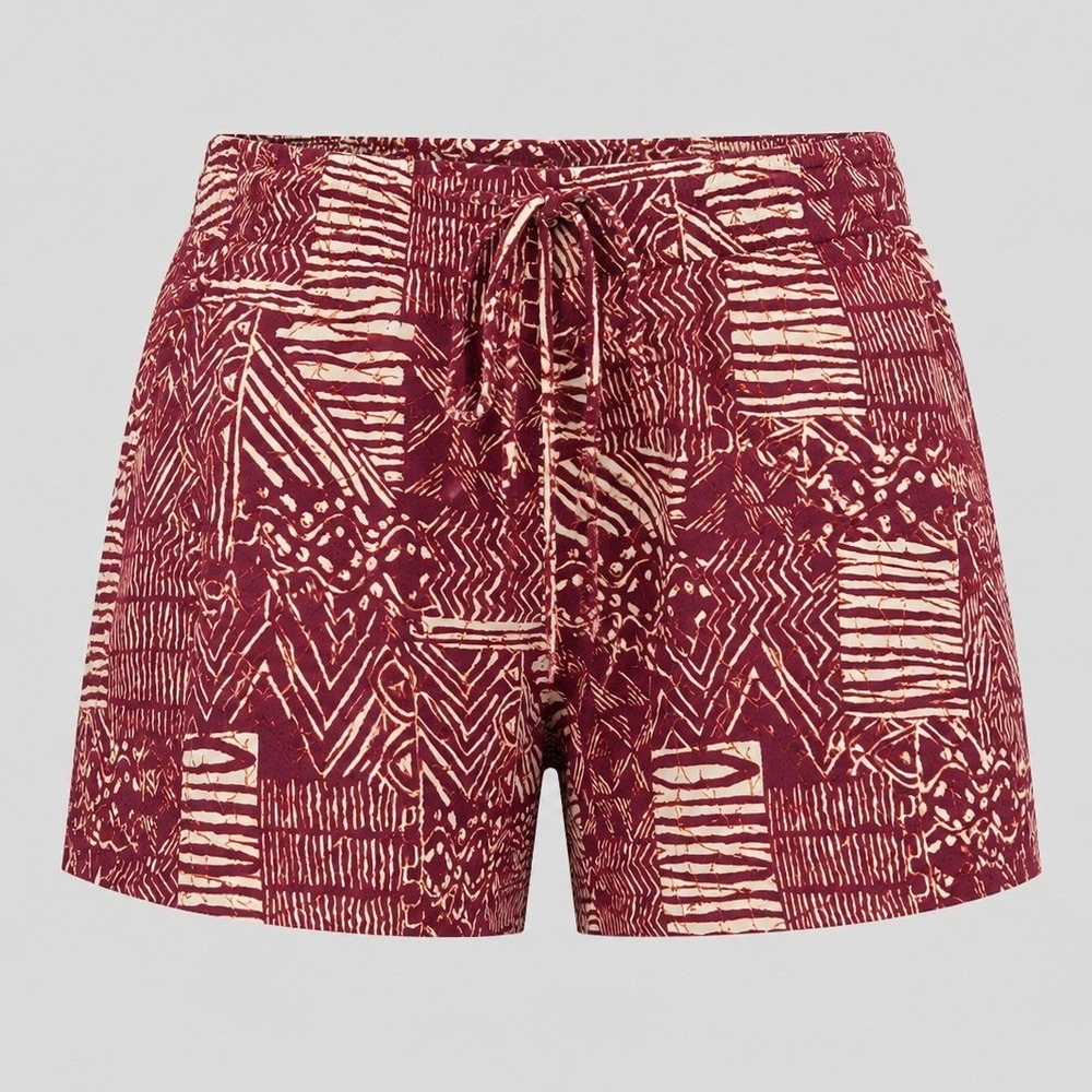 Karen Scott Womens Burgundy‎ Geometric Batik Print Rayon Wrap Front Skort Large